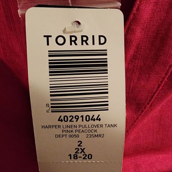 2X 18W 20W Torrid Pink Linen Harper Pullover Tank Blouse Pocket Flowy Shirttail - Picture 3 of 7